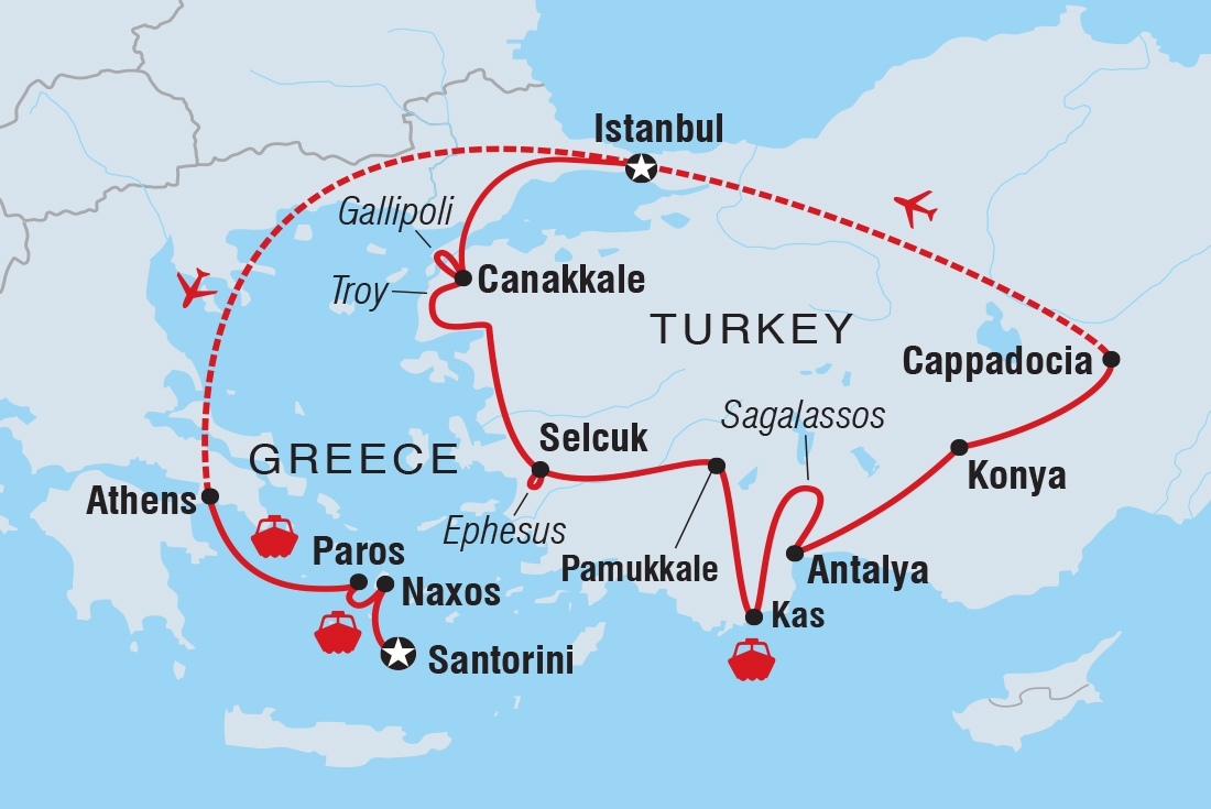 Map of Premium Turkey & The Cyclades Islands In Depth including Greece and Turkey