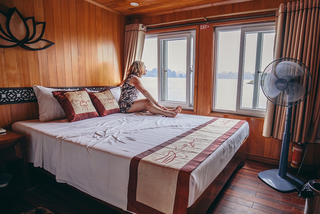 Vietnam group travel with Peregrine: Halong Bay boat cabin