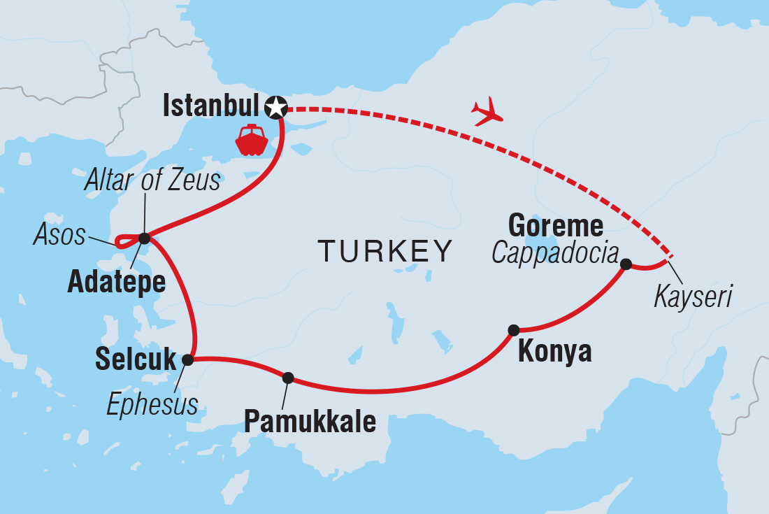 Map of Turkey: Women's Expedition including Turkey