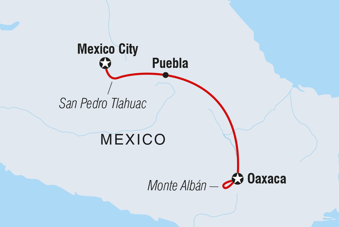 Map of Mexico City To Oaxaca including Mexico