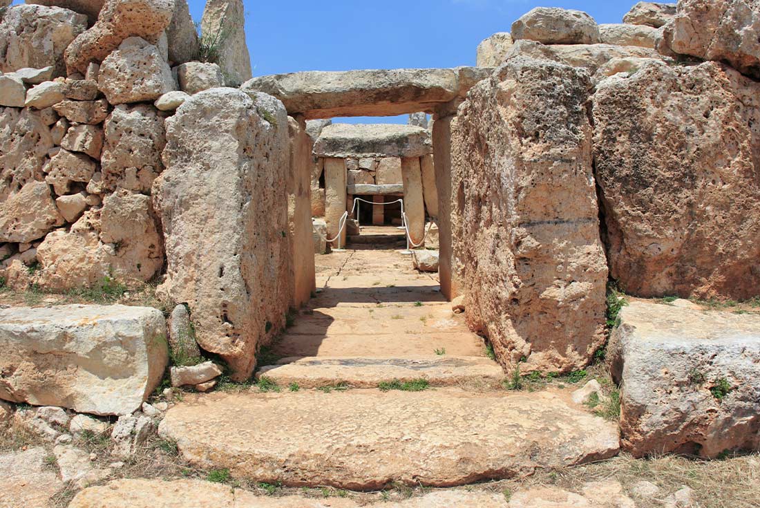 Rocky formations of UNESCO heritage site Hagar Qim, Malta