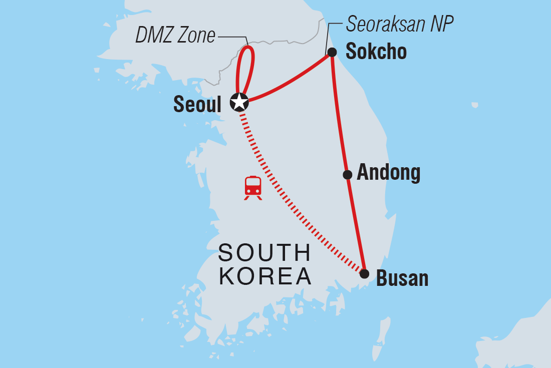 Map of South Korea Highlights including Korea, Republic Of