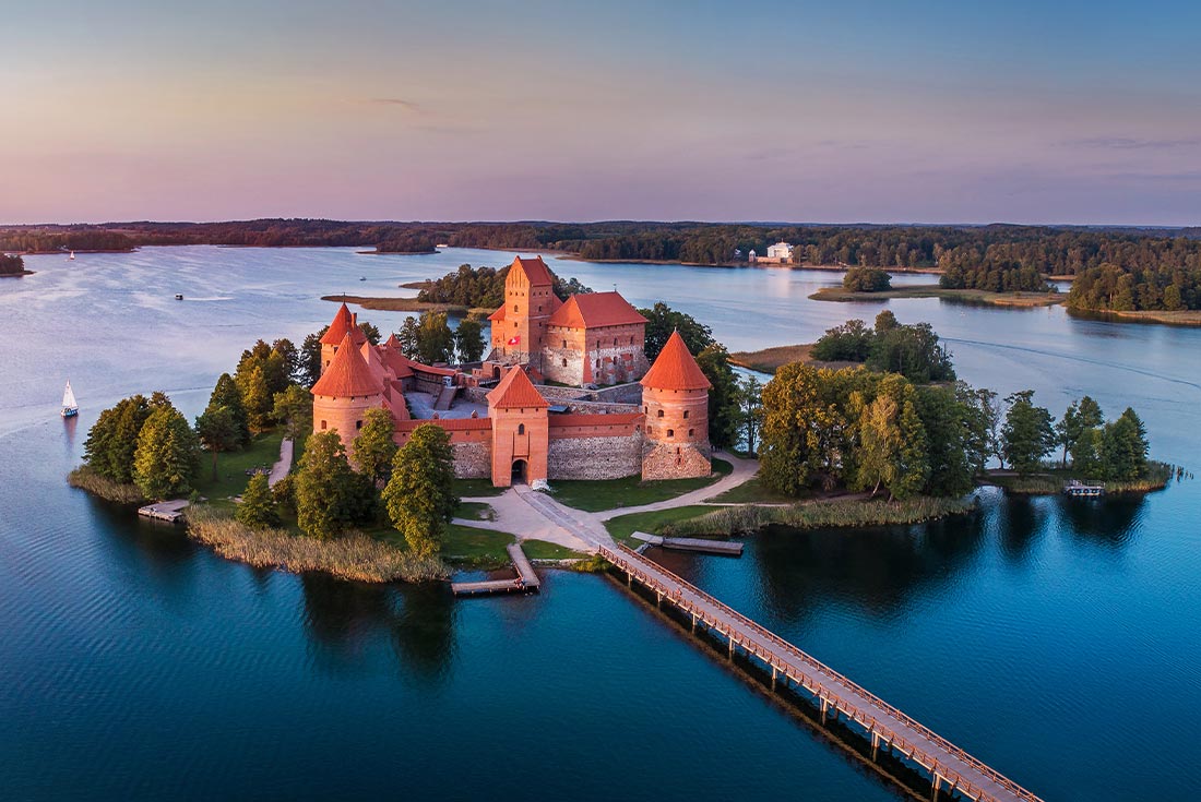 Trakai castle: medieval gothic Island castle, located in Galve lake. Lithuania