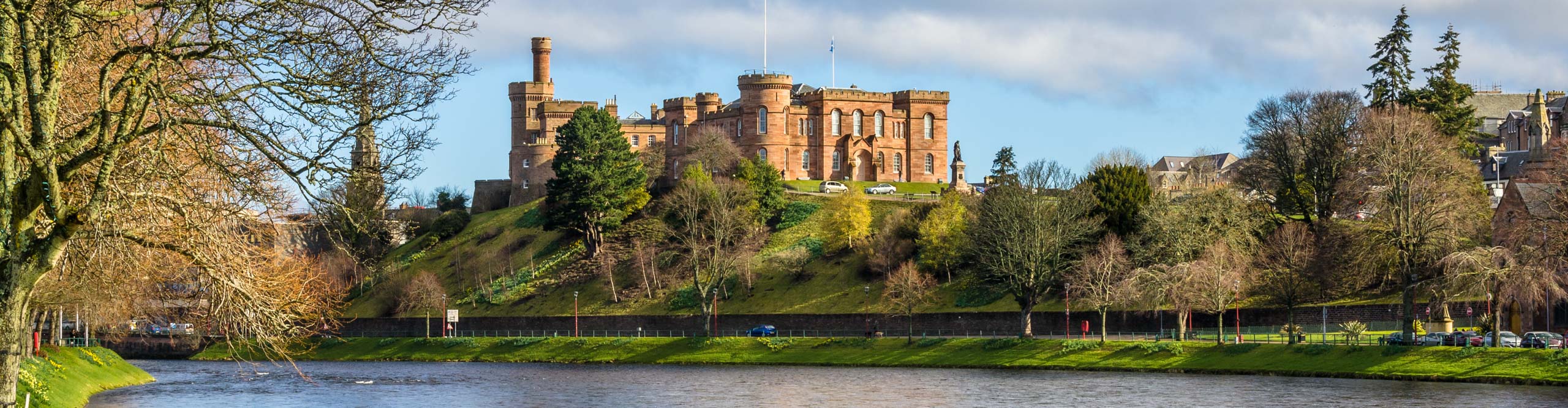 Inverness Castle and river at sunset, Scotland, 