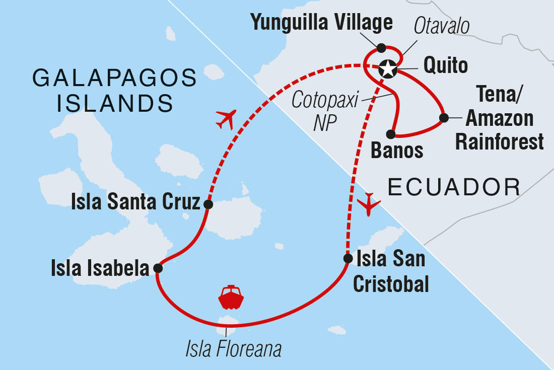 Map of Ecuador Highlands & Galapagos including Ecuador