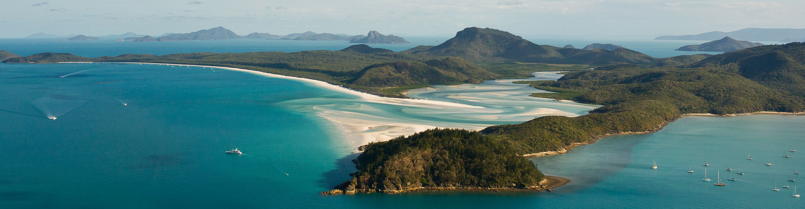 Aerial view over The Whitsunday Islands, Queensland, Australia.