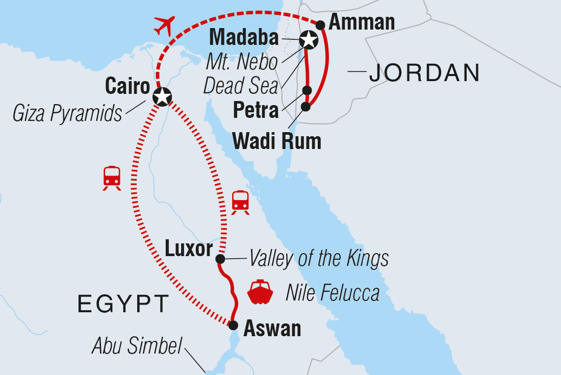 Map of Real Egypt & Jordan including Egypt and Jordan