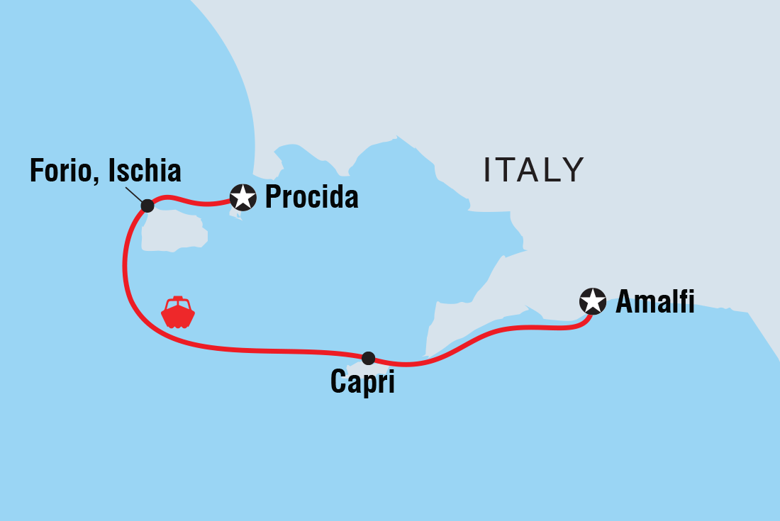 Map of Sail Italy: Amalfi To Procida including Italy