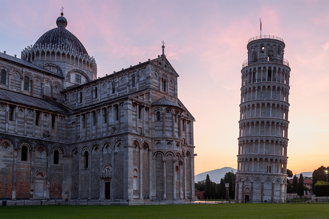 The Piazza del Duomo with the Leaning Tower and  Pisa, Italy