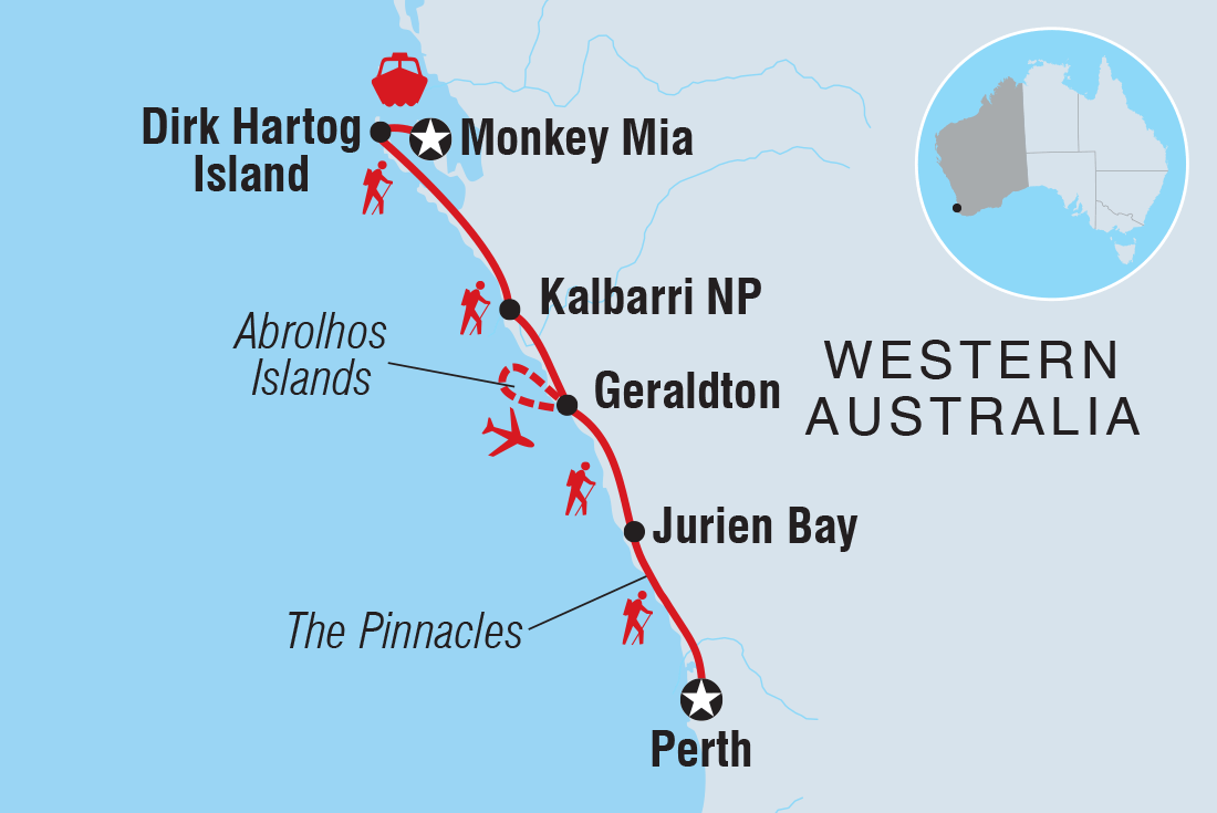Map of Walk Western Australia's Kalbarri & Coral Coast including Australia