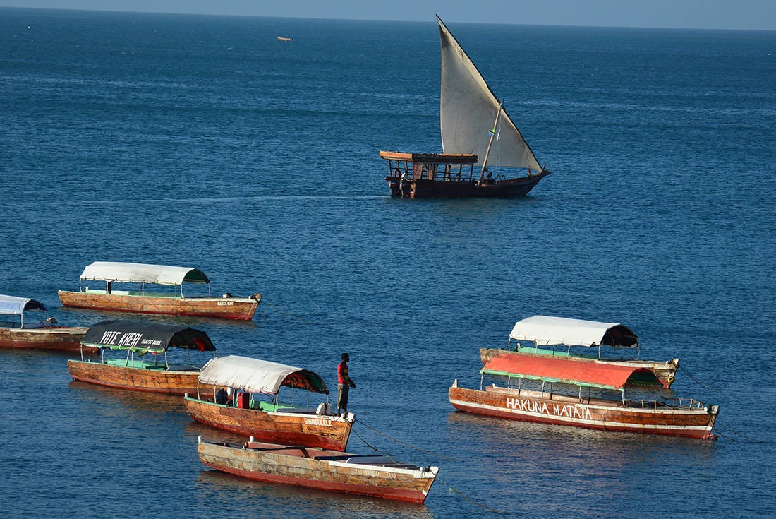 Fishing boats off the coast of Zanzibar