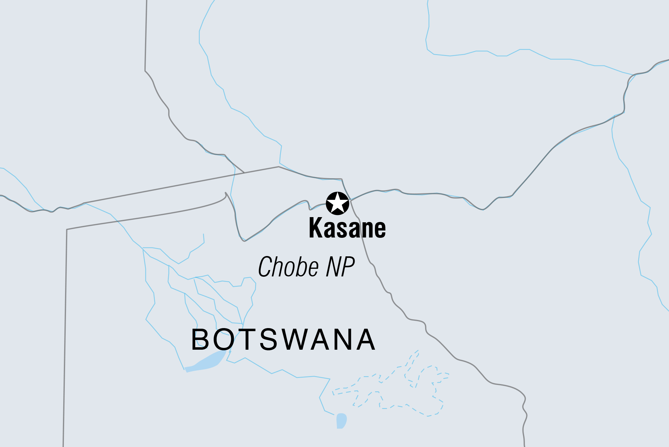Map of Chobe National Park Short Break including Botswana