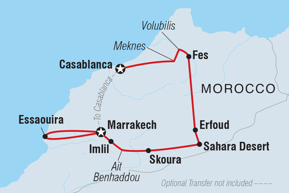 Map of Premium Morocco Explorer With Essaouira including Morocco