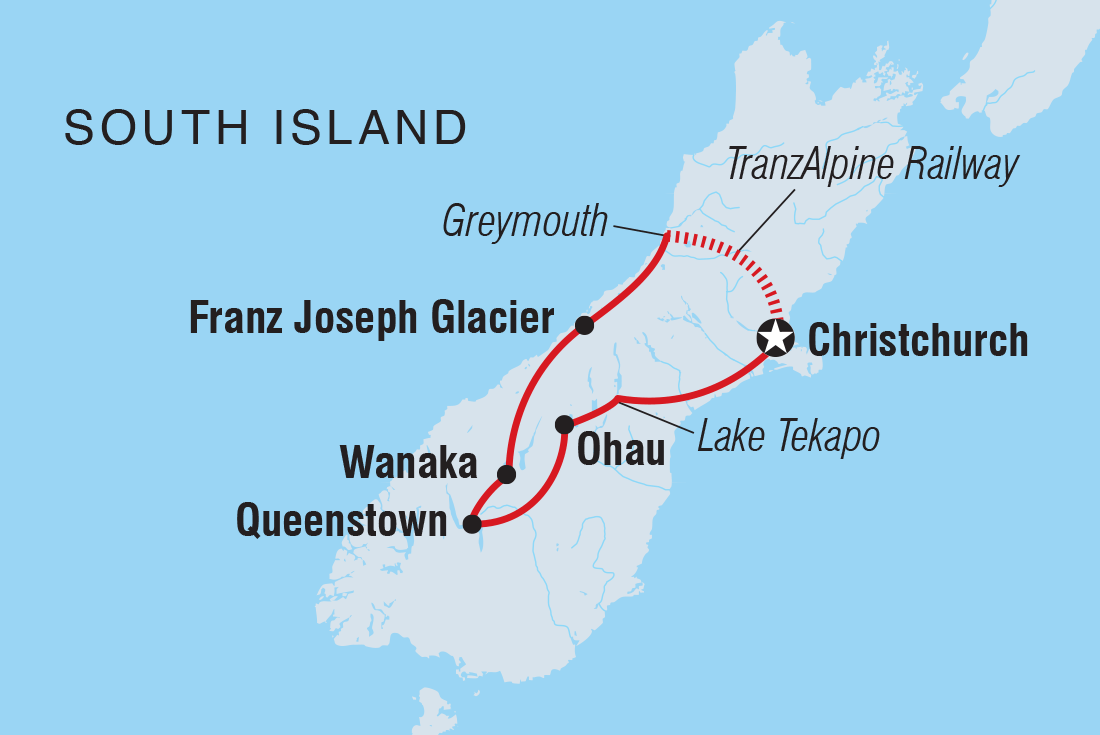 Map of New Zealand Southern Pioneer including New Zealand