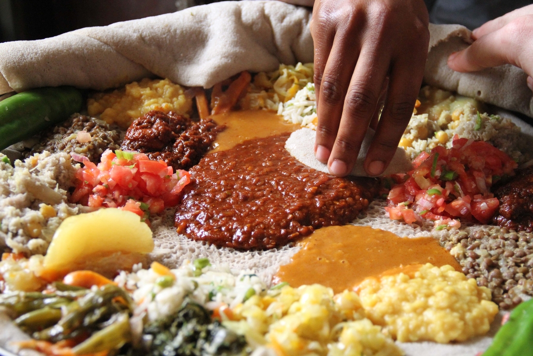 Ethiopia, Addis Ababa, Beyaynetu Fasting Platter