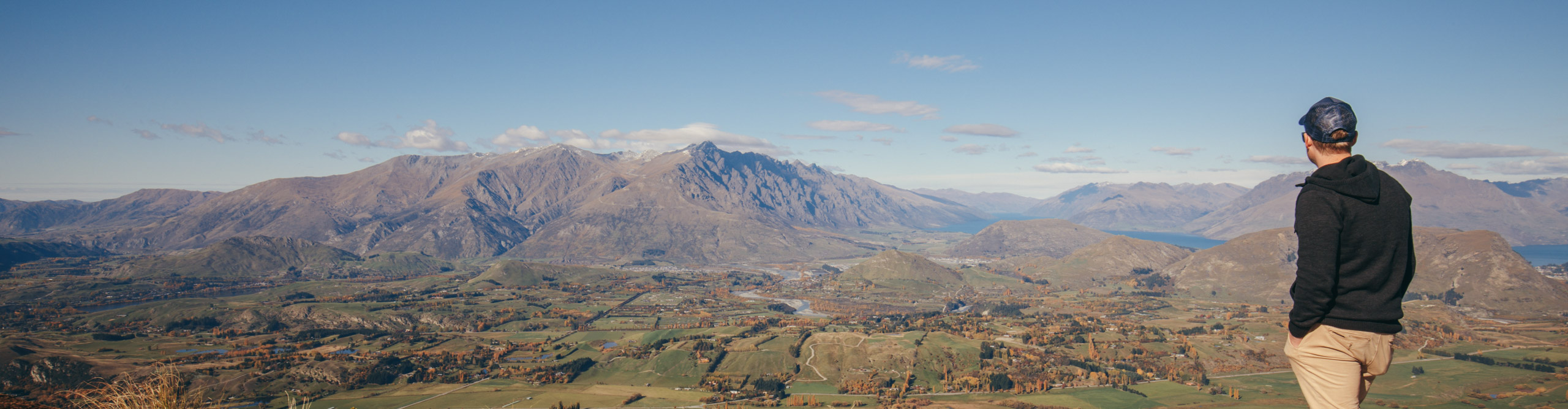 Traveller looking out at Queenstown, New Zealand