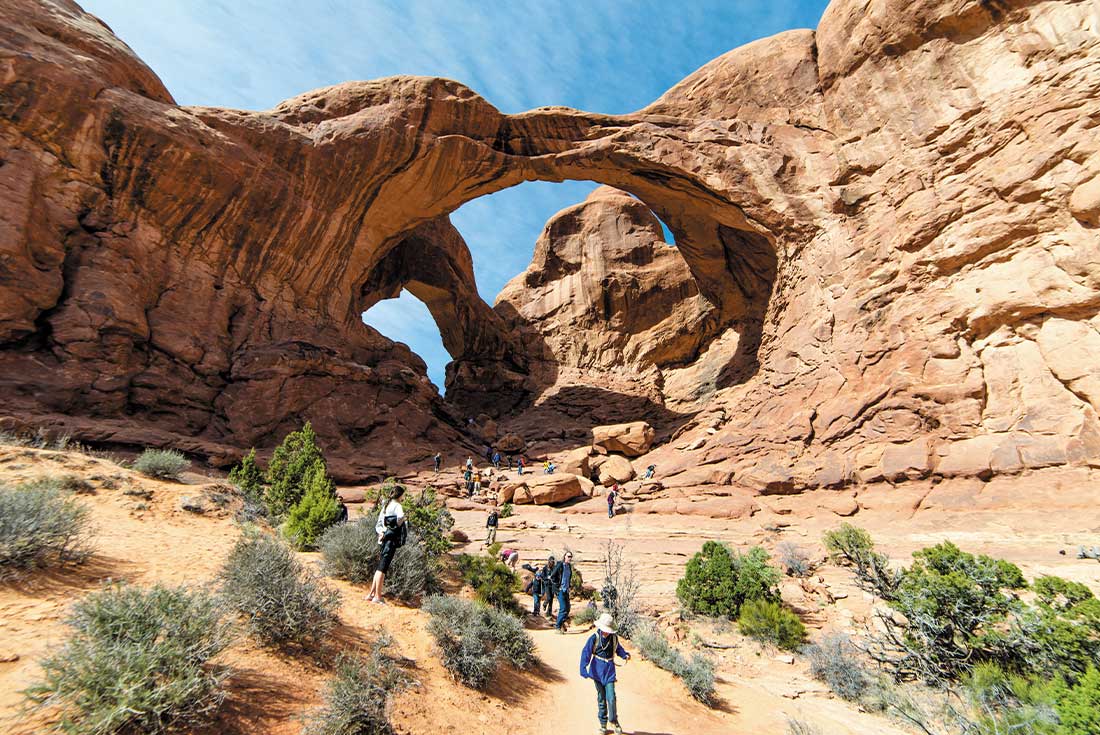 Tourists at Arches National Park in Utah, U.S.A.