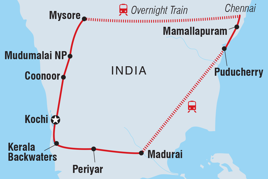 Map of Southern India including India