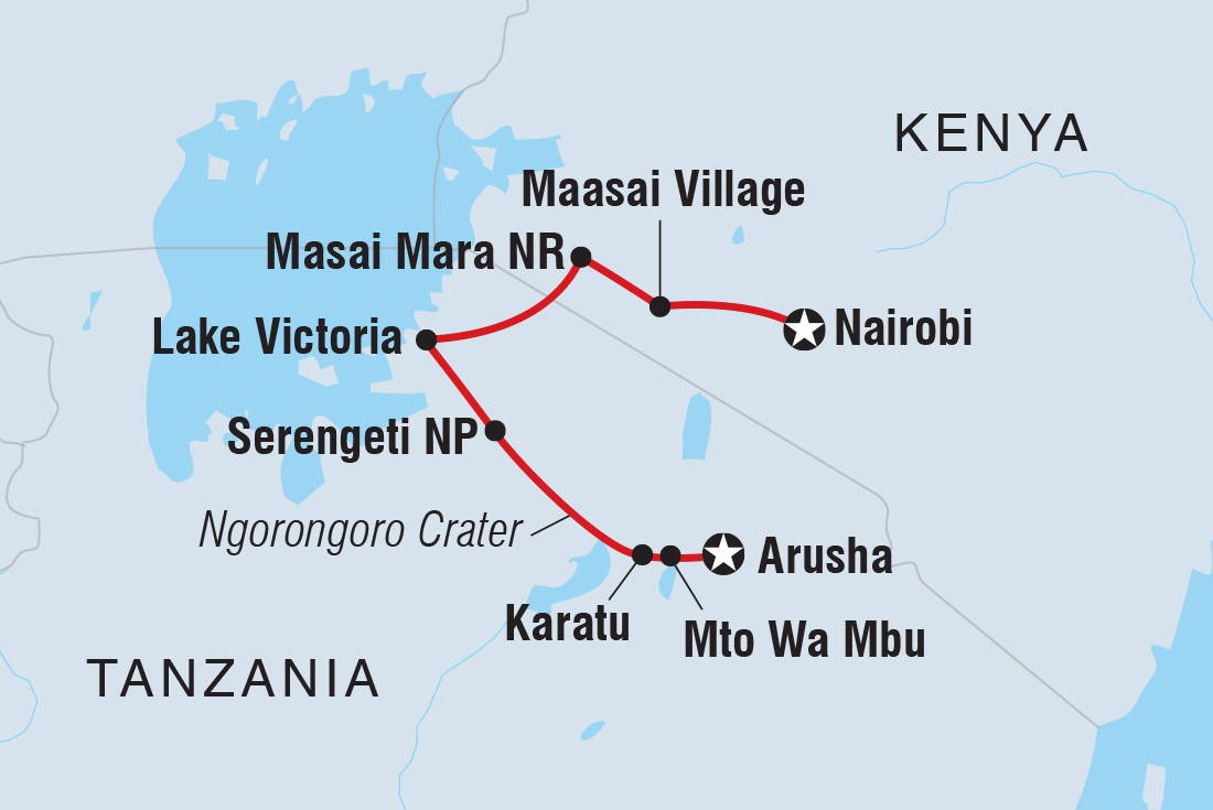 Map of Essential East Africa including Kenya and Tanzania, United Republic Of