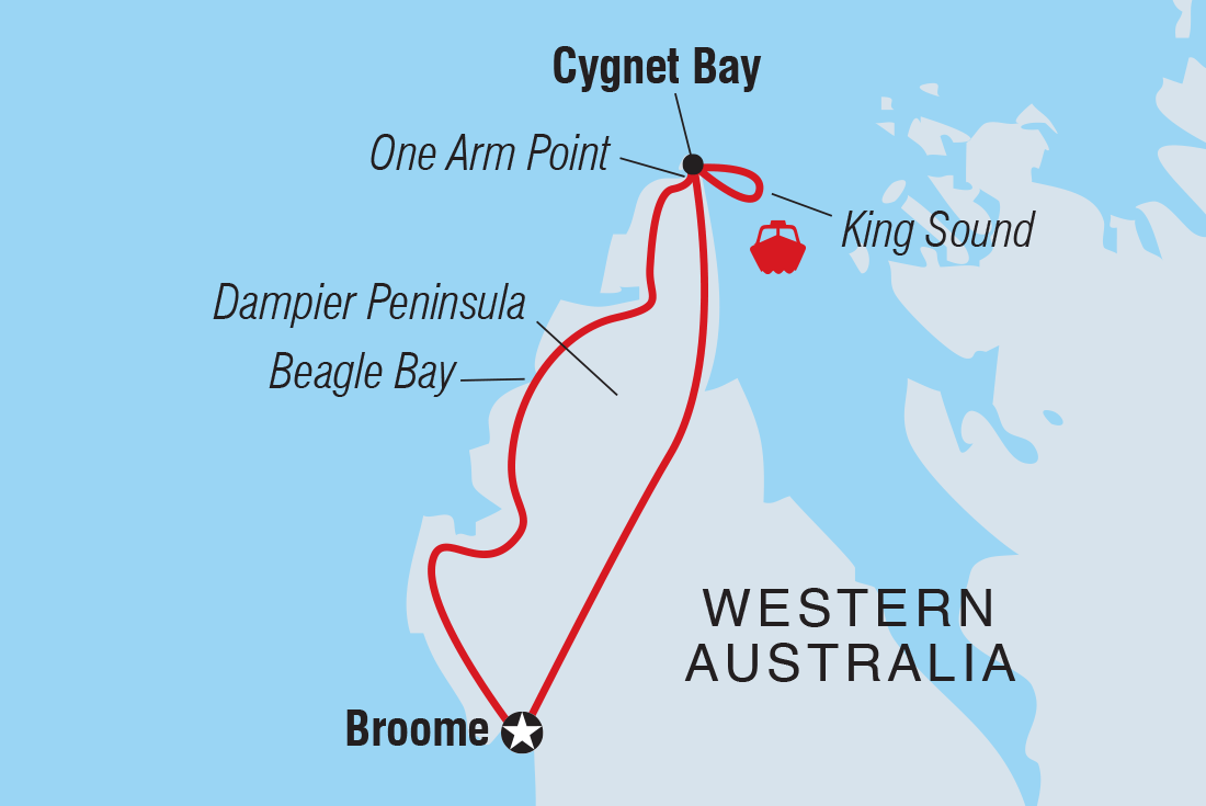 Map of Dampier Peninsula & The Kimberley Coast including Australia