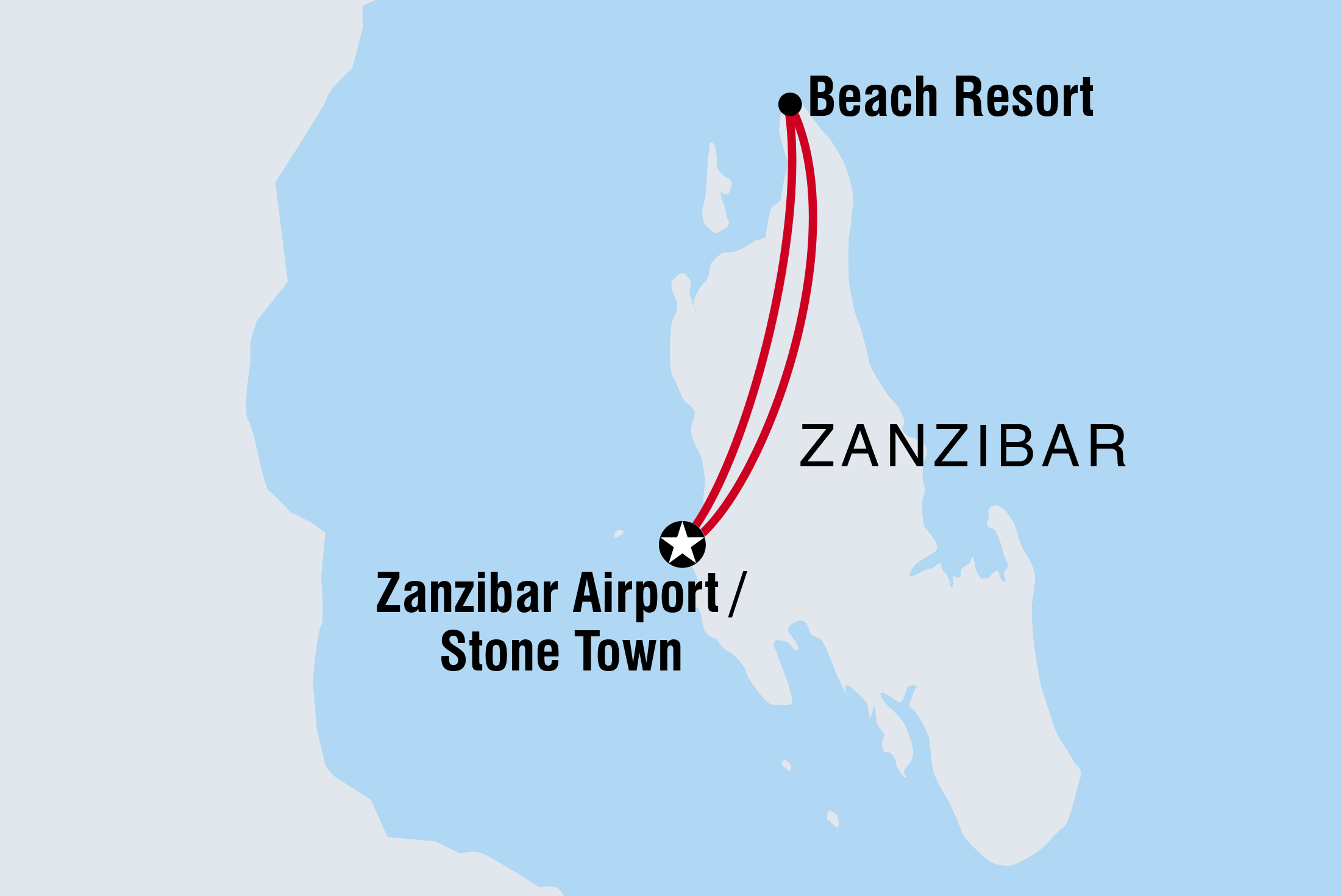 Map of Zanzibar Beach Break including Tanzania, United Republic Of