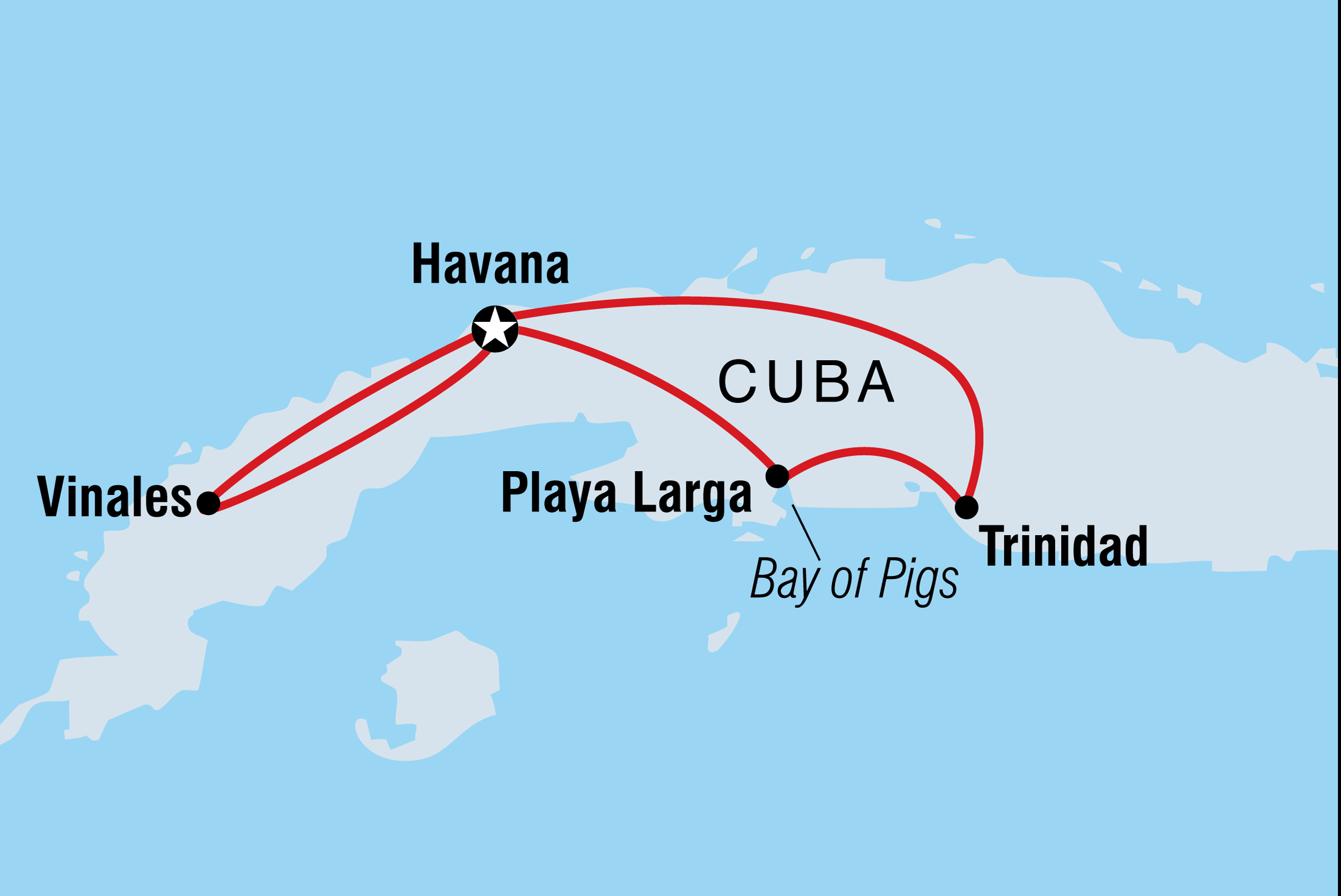 Map of One Week In Cuba including Cuba