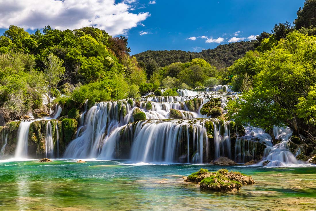 Peaceful and serene waterfall located in Krka NP, Croatia