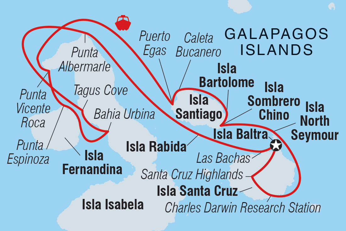 Map of Pure Galapagos (Grand Daphne) including Ecuador