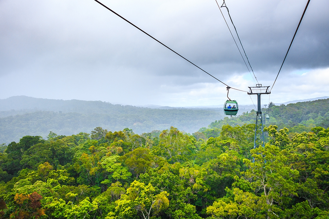 Ride the Kuranda Skyrail over the rainforest.