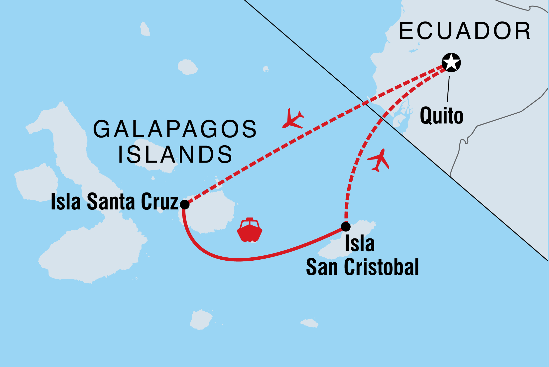 Map of Galapagos Family Holiday including Ecuador