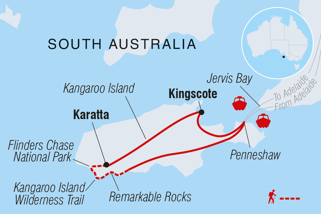Map of Hike The Kangaroo Island Wilderness Trail including Australia