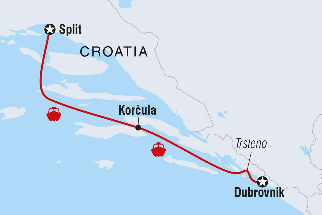 Map of Premium Split To Dubrovnik including Croatia