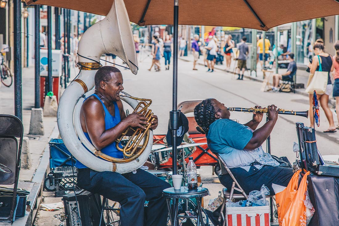 Blues music on Burbon Street, New Orleans, Louisiana, USA