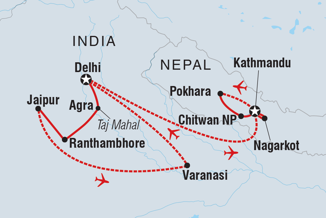 Map of Premium India & Nepal including India and Nepal