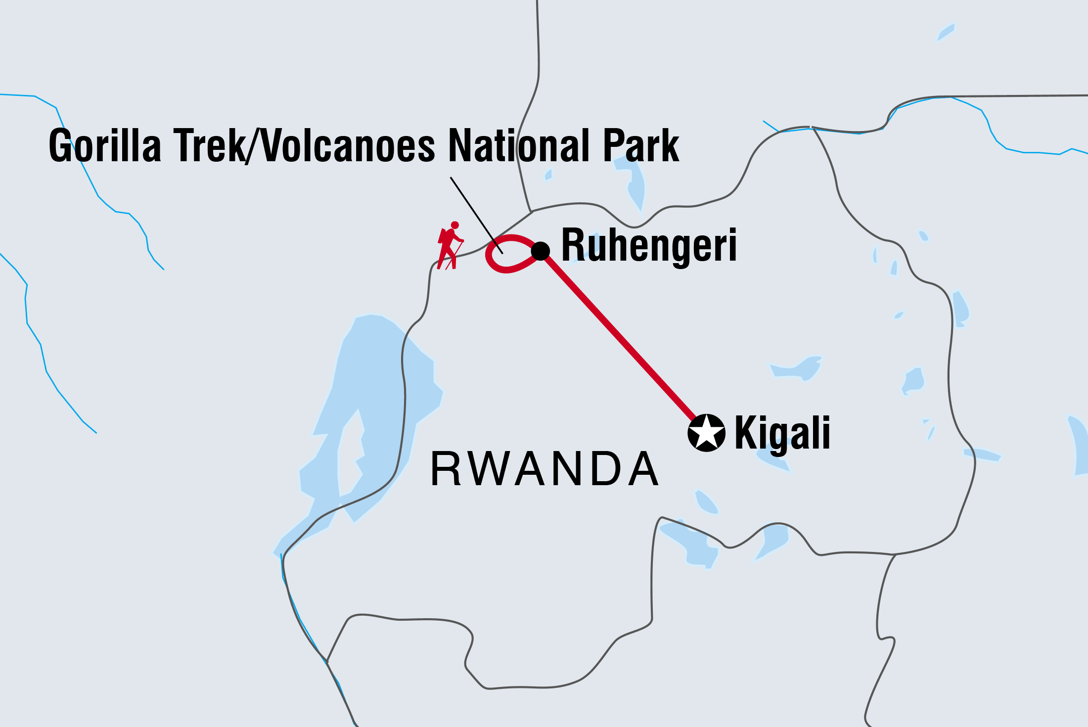 Map of Mountain Gorillas Of Rwanda including Rwanda