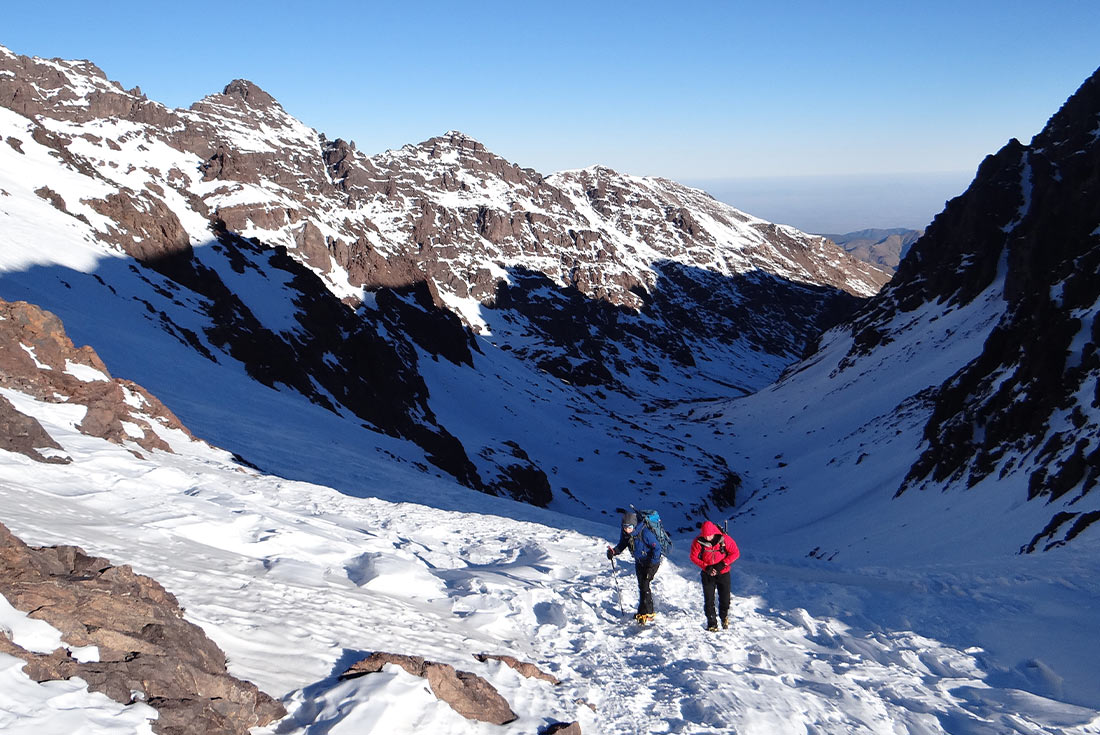 Hikers on mt Toubkal, High Atlas Mountains, Morocco