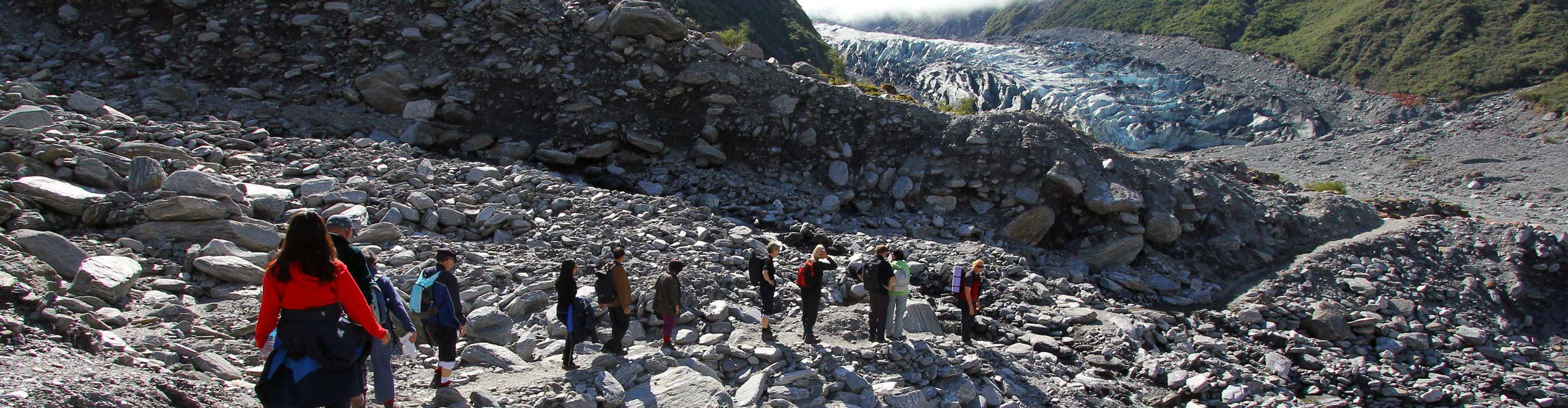 Hiking at the terrains to Fox Glacier