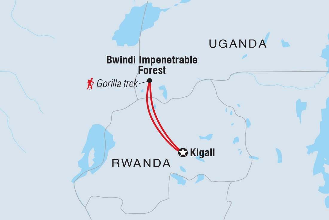 Map of Premium Rwanda & Gorillas Of Uganda including Rwanda and Uganda