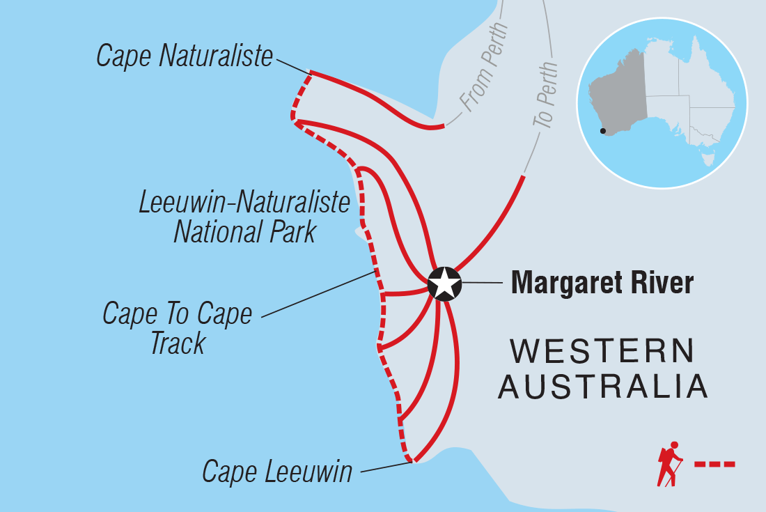 Map of Hike Western Australia's Cape To Cape Track including Australia