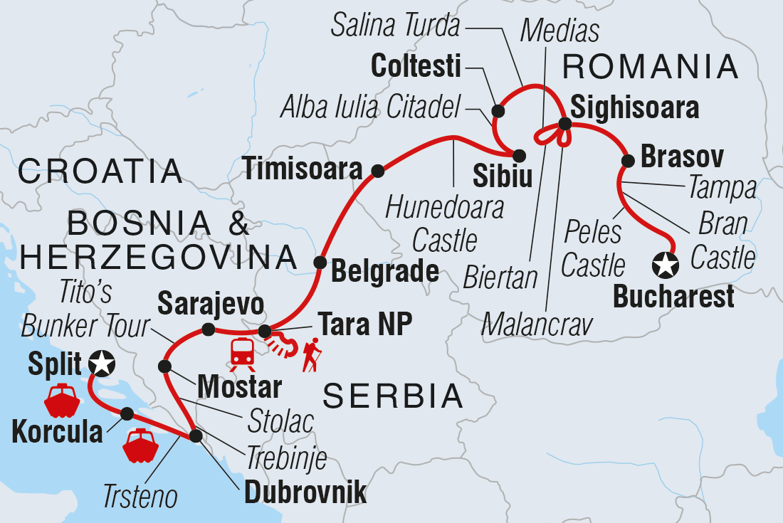 Map of Premium Balkans In Depth including Bosnia And Herzegovina, Croatia, Romania and Serbia