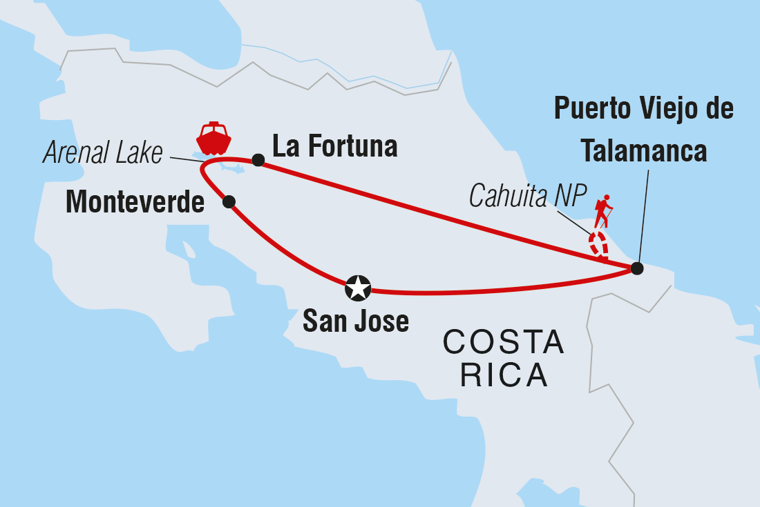Map of One Week In Costa Rica including Costa Rica