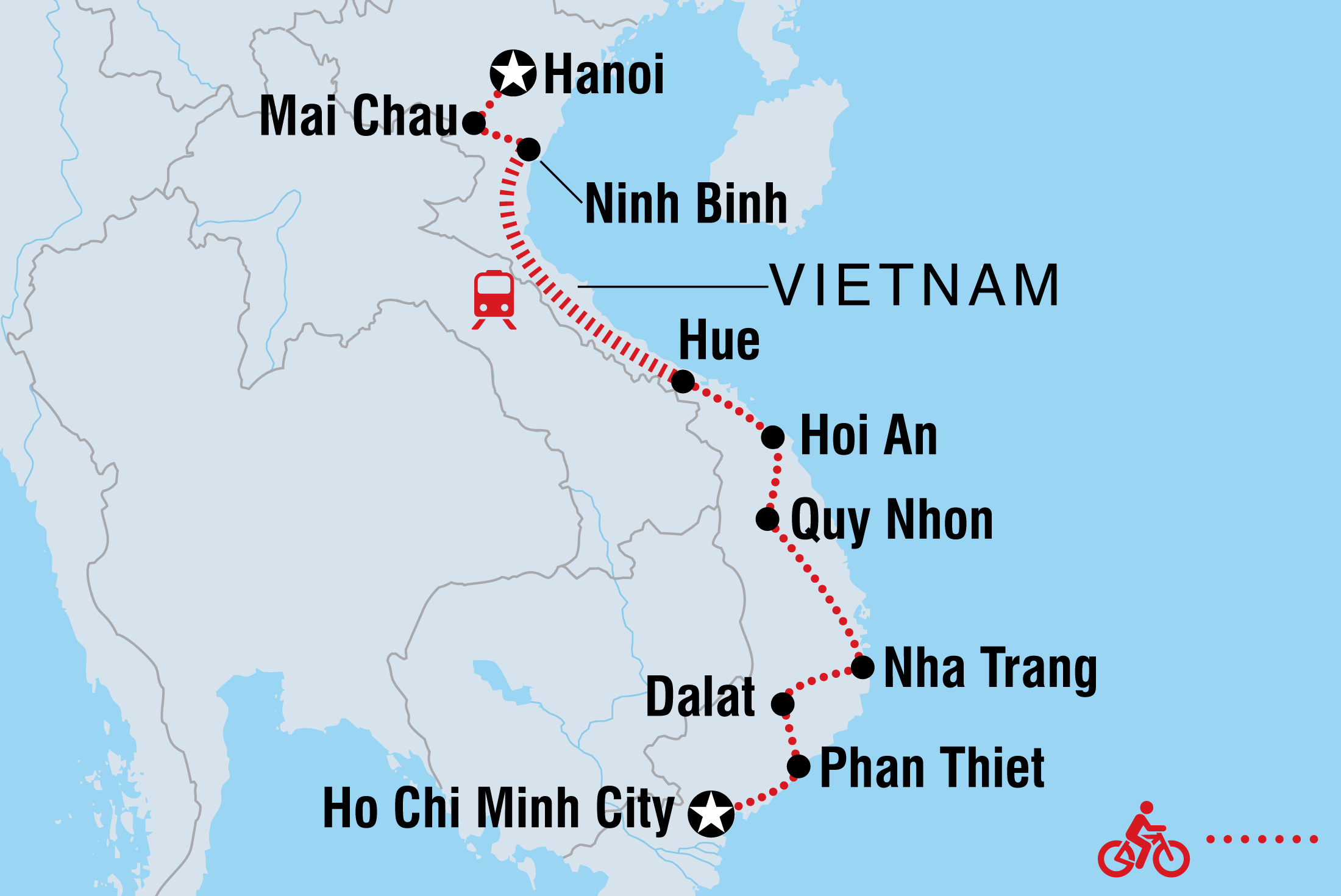 Map of Cycle Vietnam including Vietnam