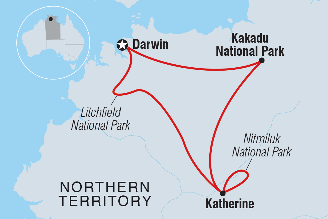 Map of Top End & Kakadu Adventure including Australia