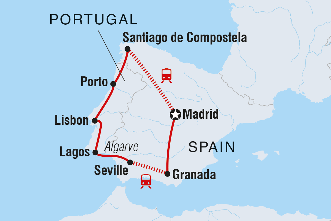 Map of Explore Spain & Portugal including Portugal and Spain