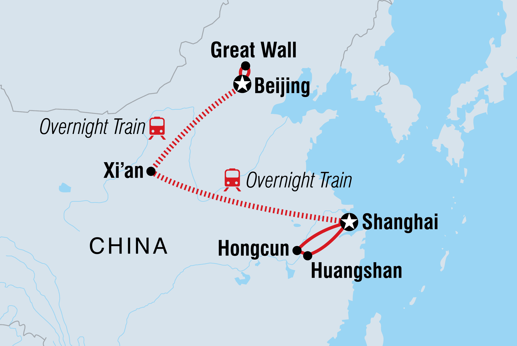 Map of North China Getaway including China