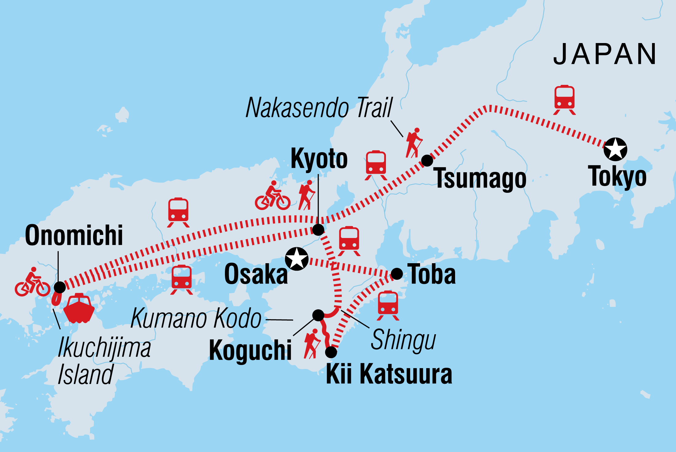 Map of Japan: Hike, Bike & Kayak including Japan