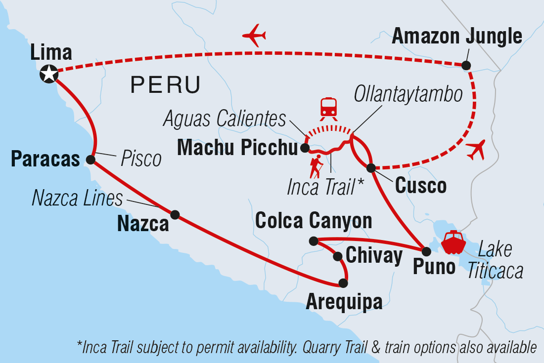 Map of Peru Encompassed including Peru