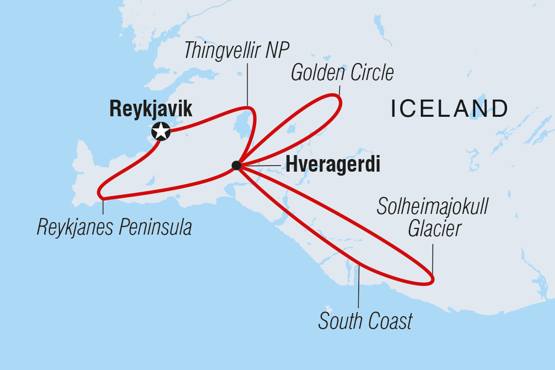 Map of Iceland's Golden Circle In Depth including Iceland