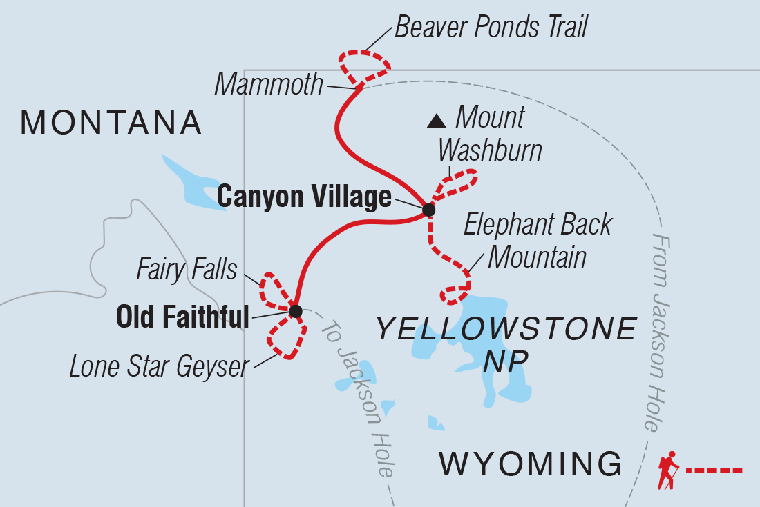 Map of Hiking In Yellowstone including United States Of America