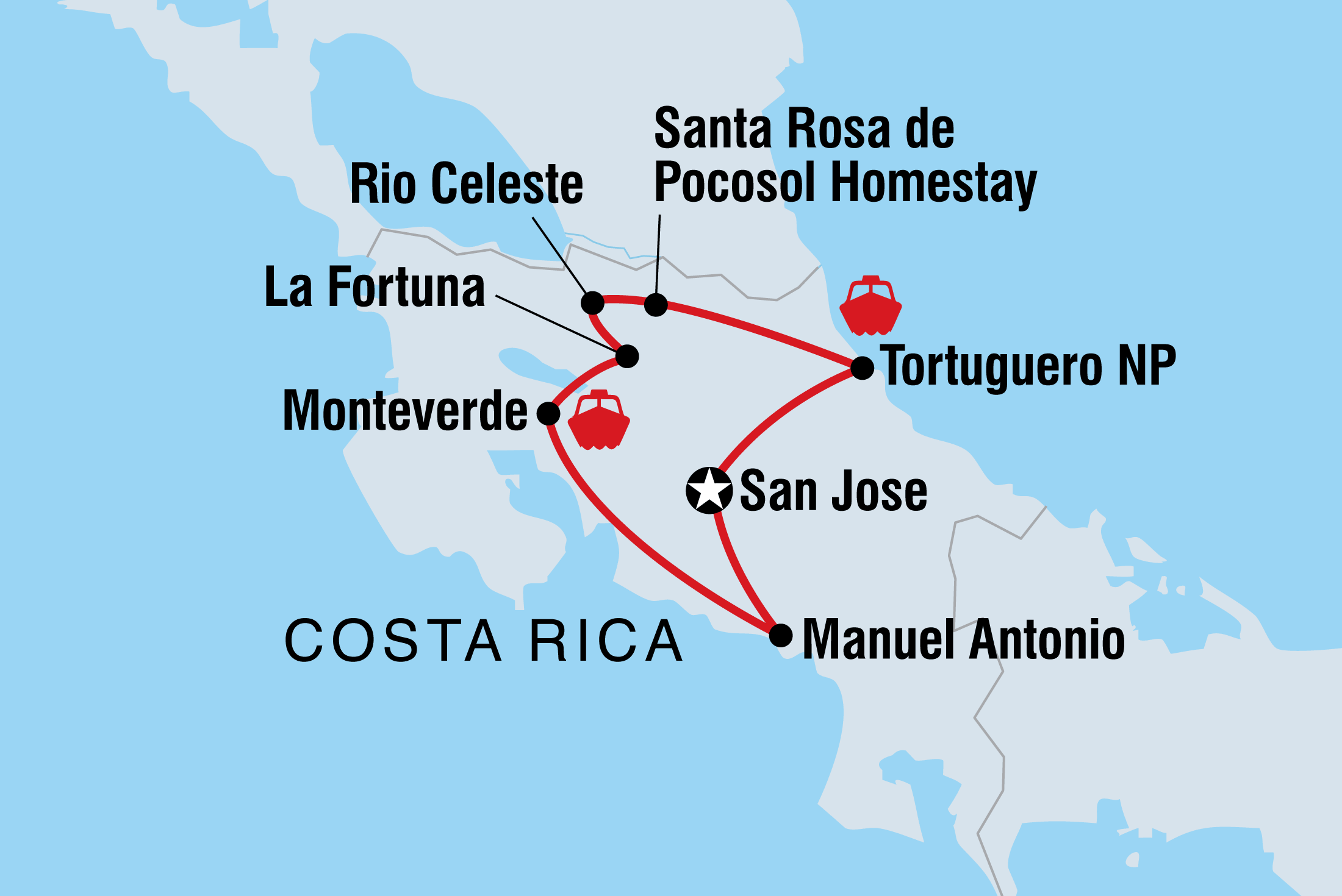 Map of Classic Costa Rica including Costa Rica